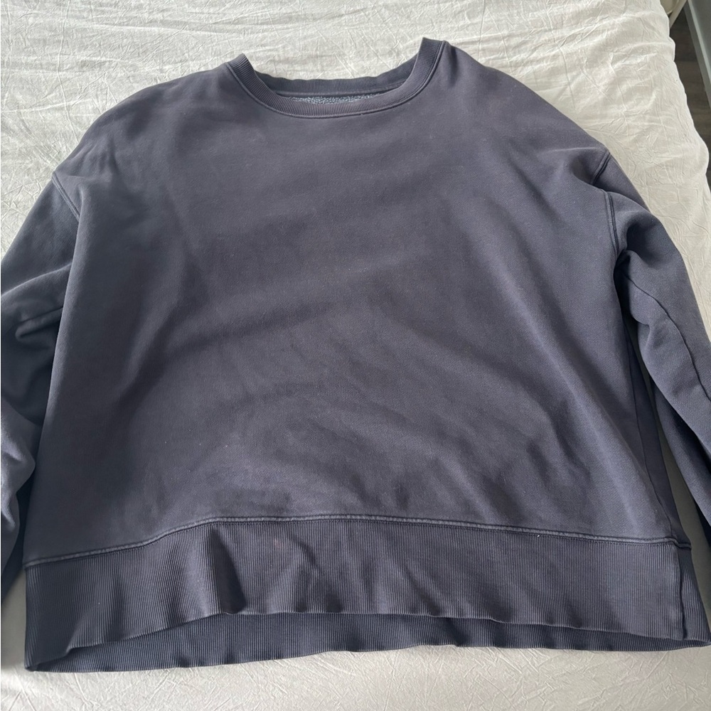 TNA Gray Crewneck Sweater Soft Cotton-Blend